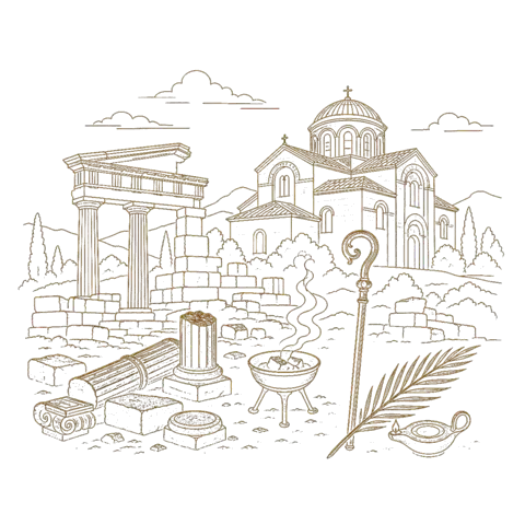 Orthros artwork for the life of St Marcellus of Apamea