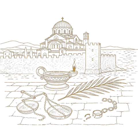 Orthros artwork for the life of St Athanasius of Thessalonika