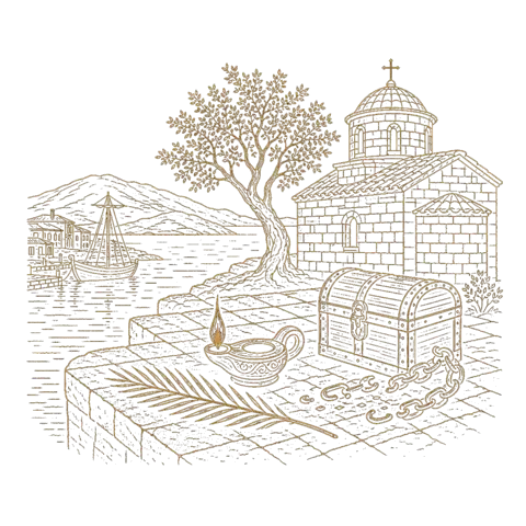 Orthros artwork for the life of St Nicholas of Chios