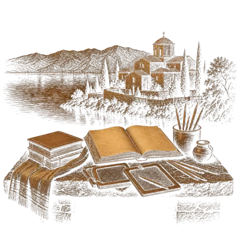 Orthros artwork for the life of St Clement of Ochrid