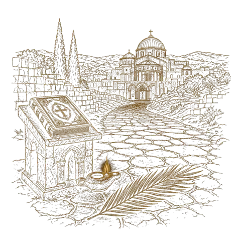 Orthros artwork for the life of St Cyriacus of Jerusalem