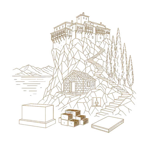 Orthros artwork for the life of St Dionysios of Mount Athos