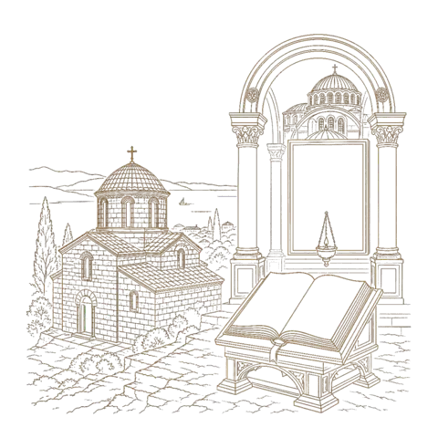 Orthros artwork for the life of Epiphanios of Cyprus and Germanos of Constantinople