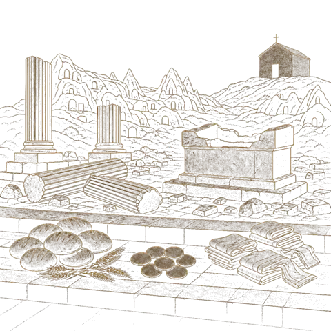 Orthros artwork for the life of St Eupsychius of Caesarea in Cappadocia