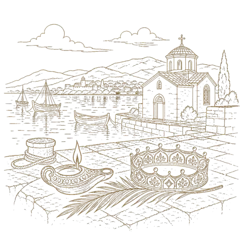 Orthros artwork for the life of St Helen of Sinope