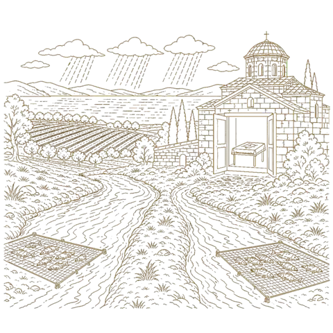 Orthros artwork for the life of St Hilarion of Pelecete