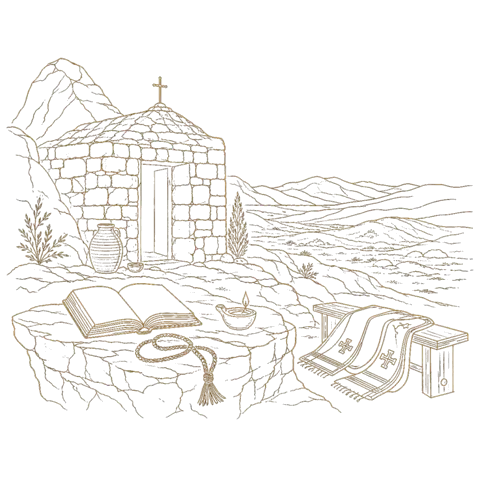 Orthros artwork for the life of St Isaac the Syrian of Nineveh
