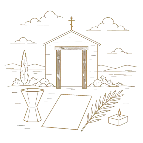 Orthros artwork for the life of St Metrophanes, first Chinese priest