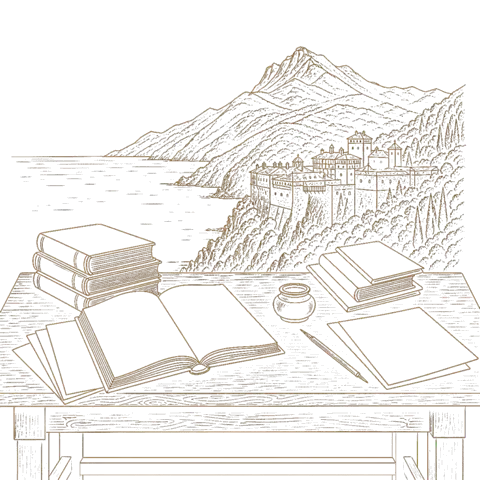 Orthros artwork for the life of St Nikodemos of the Holy Mountain