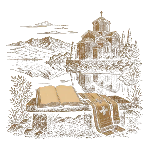 Orthros artwork for the life of St Nikolai of Ochrid
