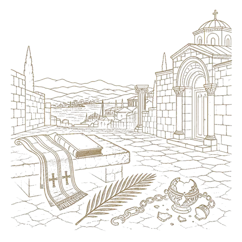 Orthros artwork for the life of St Pionius