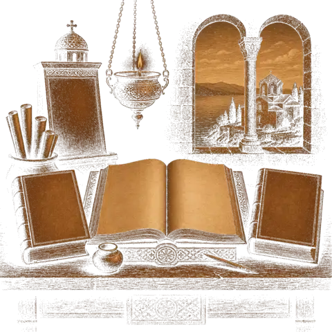 Orthros artwork for the life of St Theophylact of Ochrid
