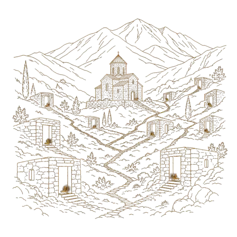 Orthros artwork for the life of The Holy Fathers of Georgia